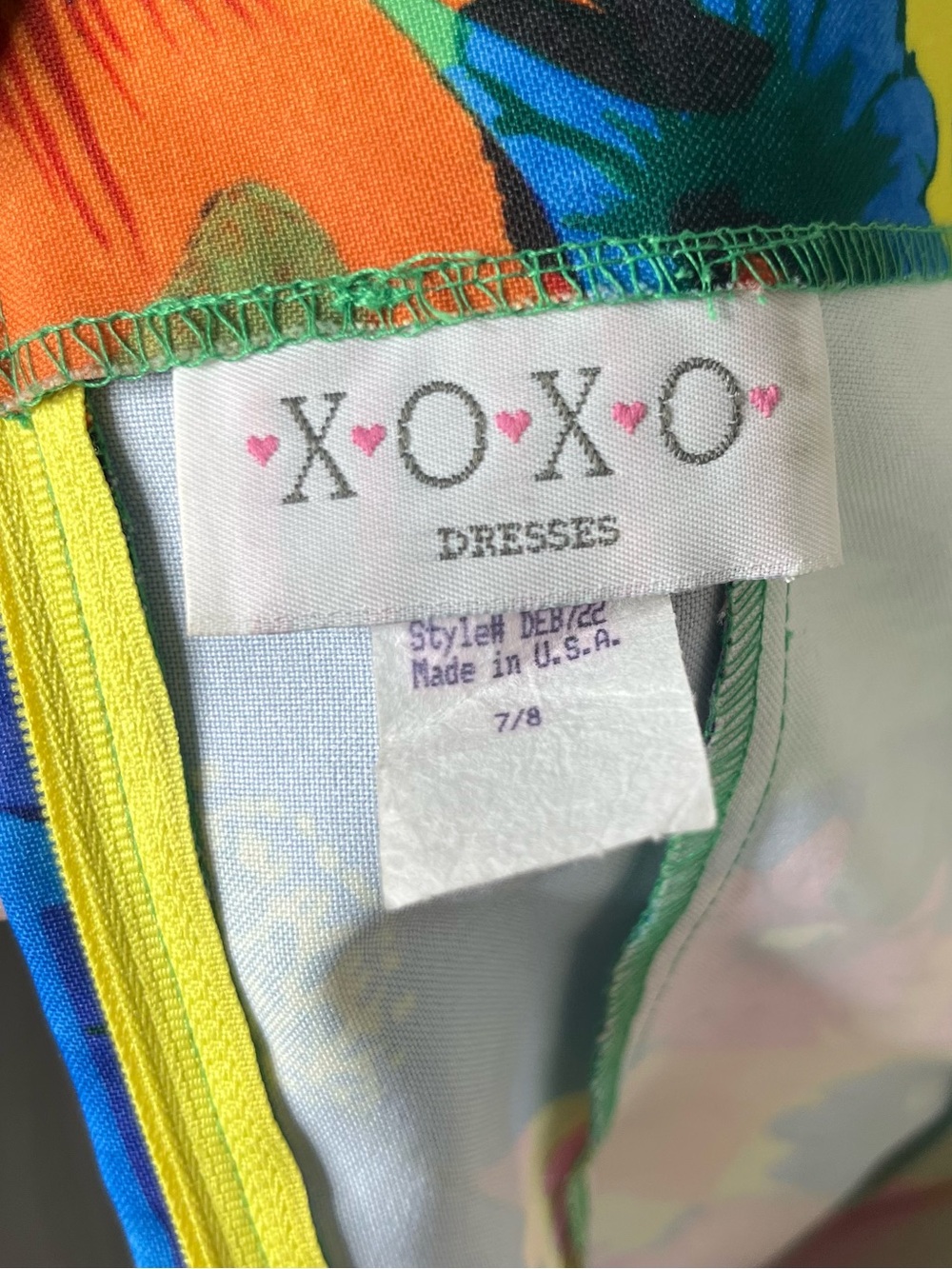 90s Vintage XOXO Multicolor Check Large Floral Print Halter Fitted Mini Dress - Picture 8 of 9